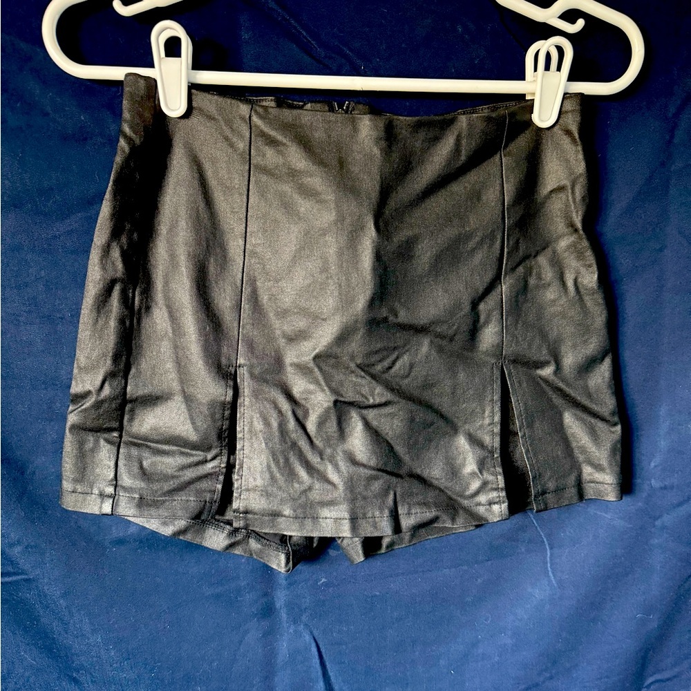 Black pleather skort sexy